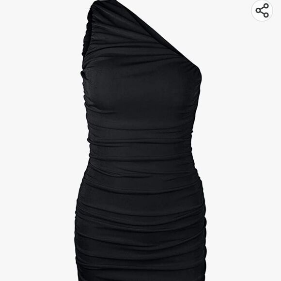 ⭐️ONE Shoulder Ruched Sleeveless Bodycon Mini Short Dress⭐️ - Picture 5 of 9